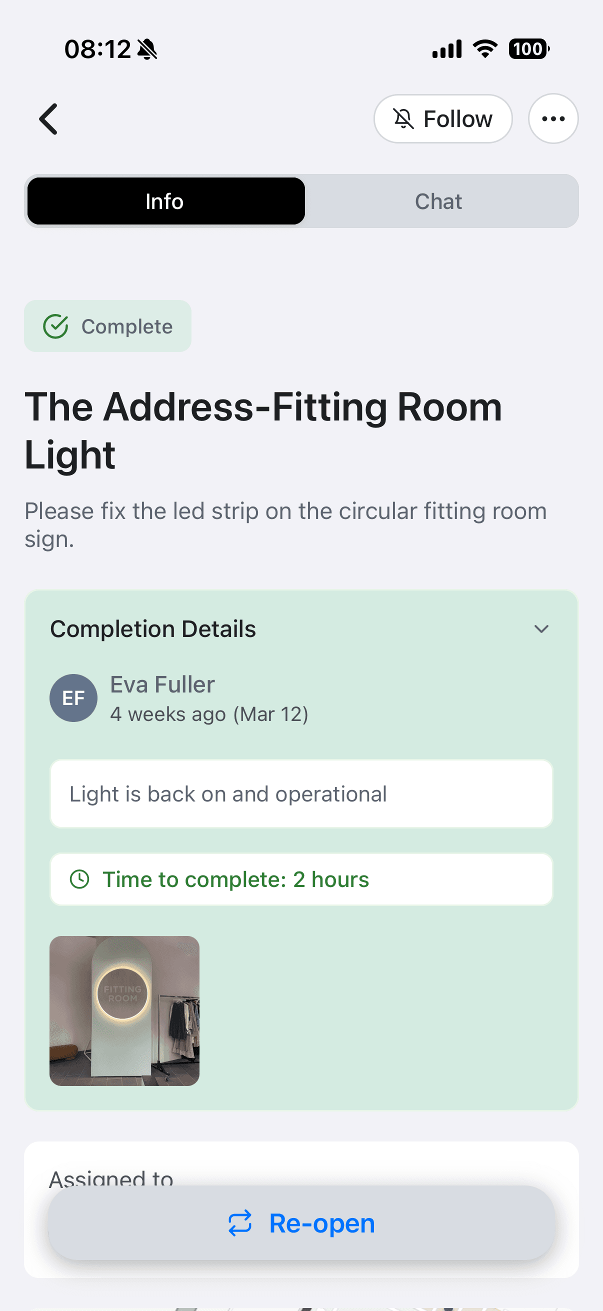 PIN mobile app — pin detail view