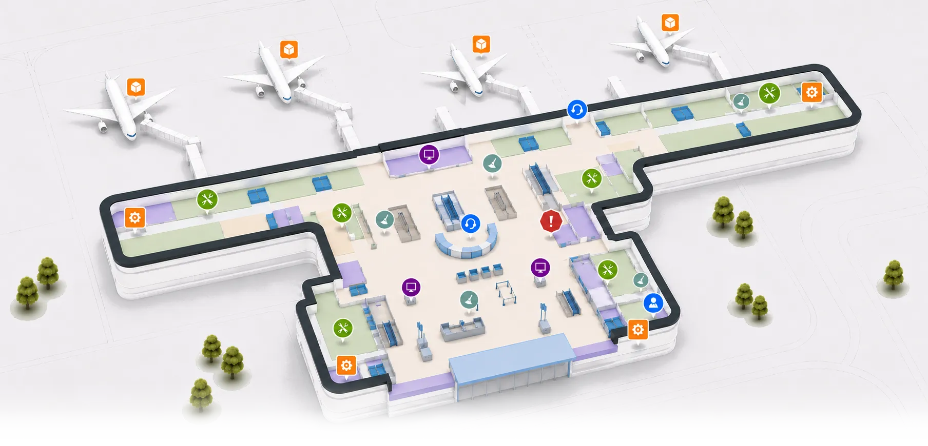 Airports & terminals map in PIN