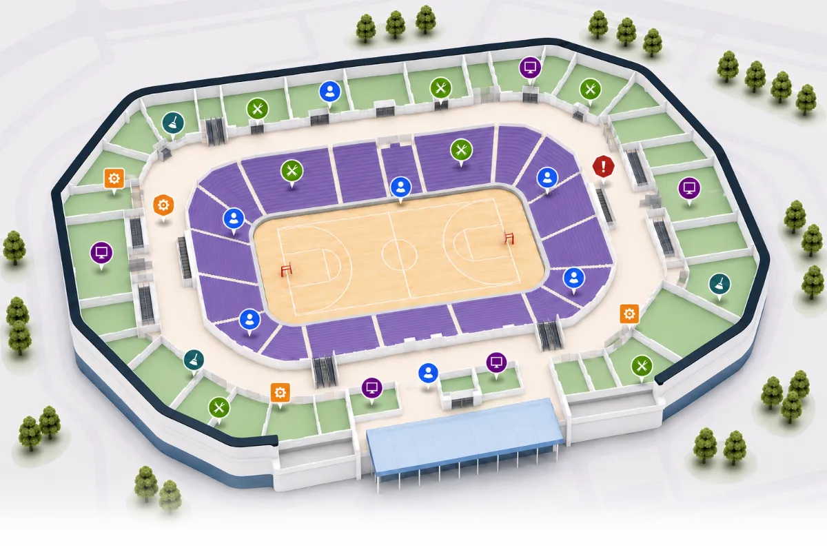Stadiums & arenas map in PIN